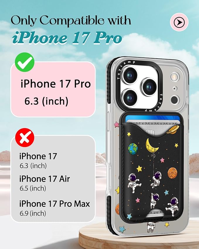 Toycamp for iPhone 17 Pro Case - Compatible with Magsafe Credit Card Holder Wallet Magnetic Cute Women Teen Girls Kawaii Girly Unique Man Boys Design Phone Cover for Apple 17 Pro