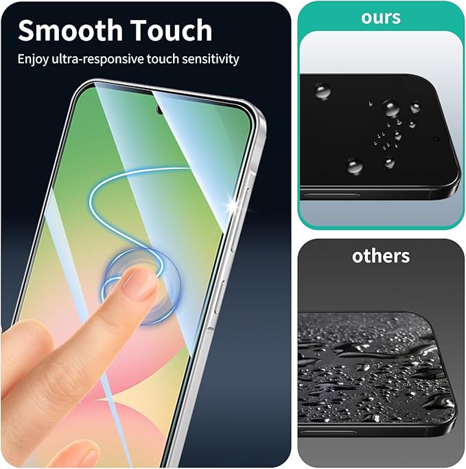 3*Screen Protector for Samsung Galaxy S24 FE/A56 with a Installation Alignment Aid, Double Shatterproof HD Tempered Glass Film, Impact-Protection [9H Hardness][Anti-Shatter][Anti-Scratch]
