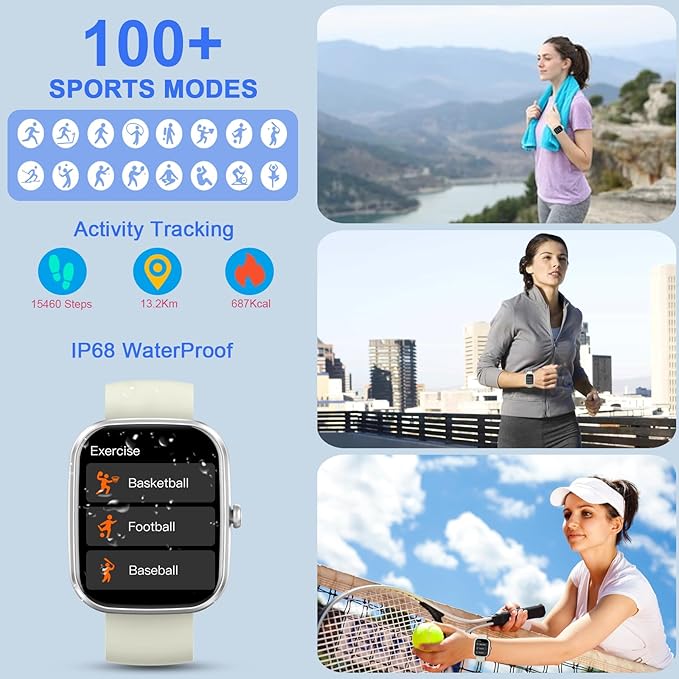 Smart Watch for Men Women (Answer/Make Call), 2025 New 1.91" HD SmartWatch, Fitness Watch with 120+ Sport Modes, IP68 Waterproof, Heart Rate/Sleep Monitor, Pedometer, Activity Tracker for Android iOS