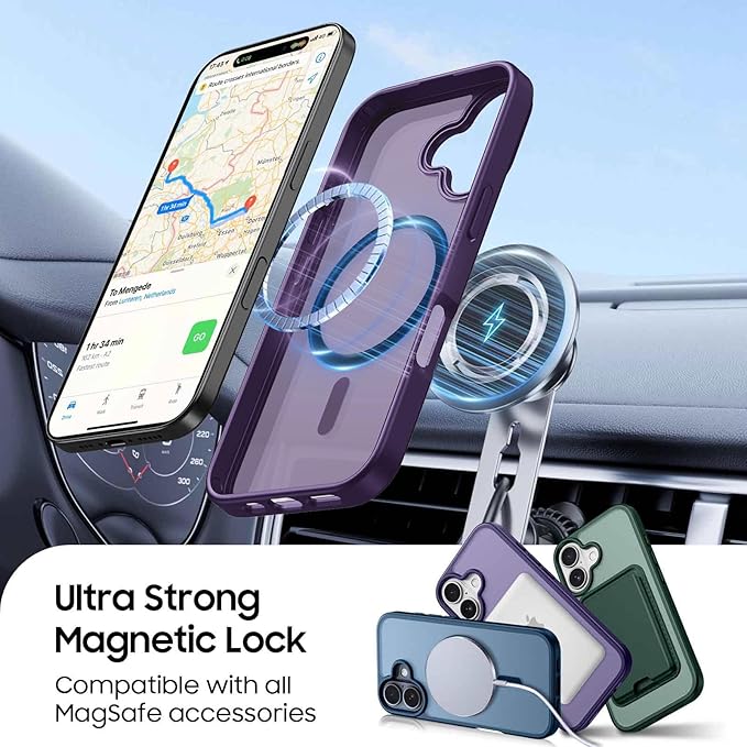 Magnetic for iPhone 17 Case with Detachable Wallet, Compatible with MagSafe, Credit Card Holder with Slim Shockproof Protective Phone Cover, Purple