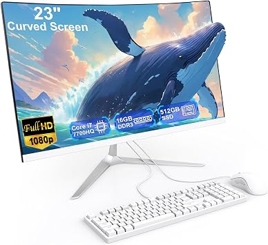 23.8inch Curved Screen All-in-One Computer Ultra-Thin Design for Work&Study
