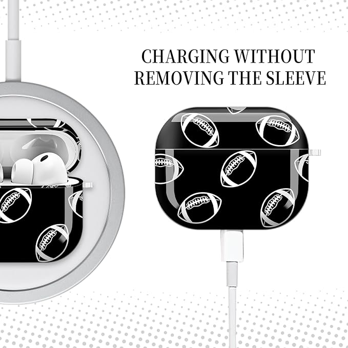 Case for AirPod Pro 3 Shock-Proof Protective Hard Case with Golden Keychain Compatible with Apple Airpods Pro 3rd Generation 2025 (White Black Football)