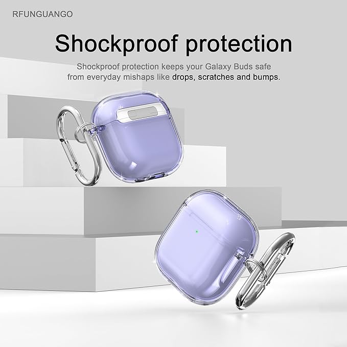 RFUNGUANGO AirPods 4 Case Clear, Soft TPU Transparent with Cleaning Kit & Keychain, Compatible with Magsafe, Compatible Apple AirPods 4 (2025) Generation Protective Case, Purple