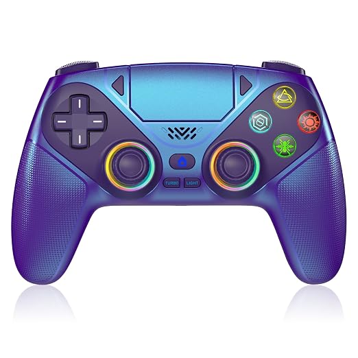 Dinosoo RGB Wireless Controller for PS5/PC – Bluetooth Gamepad with Turbo, Macro, Dual Vibration, 6-Axis Motion, 3.5mm Audio Jack & 1000mAh Battery