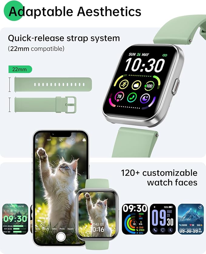 WMK Smart Watches for Men Women (Android/iPhone), 1.85" HD Alexa Smart Watch with Bluetooth Calls/Messages/Reminders, 24/7 Heart Rate/SpO2 Monitor Watch, 120+ Sport Modes Fitness Tracker Watch, Gift
