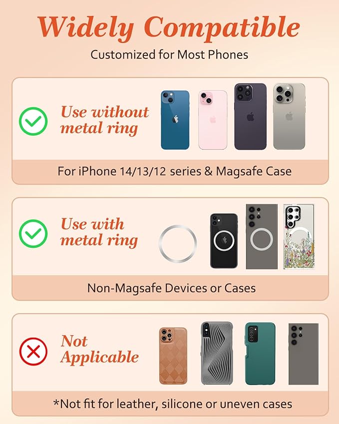 Kidcube Magnetic Phone Grip Compatible with Magsafe - Cell Phone Grip Stand Magnetic Ring Holder Finger Kickstand for iPhone 17 16 15 14 13 12 Series Magnet Removable Accessories Cute Star Moon