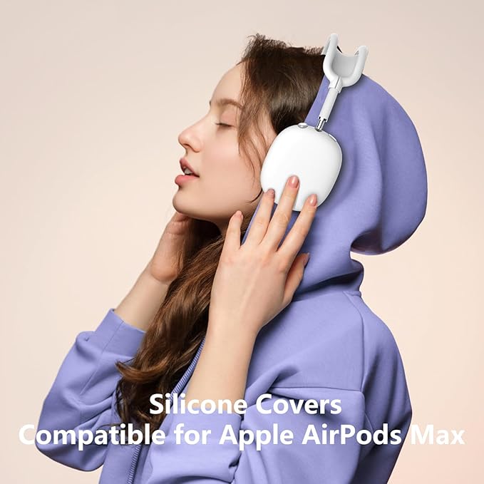 Silicone Case Cover for AirPods Max, Ear Pad Case Cover/Ear Cups Cover/Headband Cover for AirPods Max Headphones, Accessories Soft Silicone Protector for Apple AirPods Max New USB-C (2024) (White)