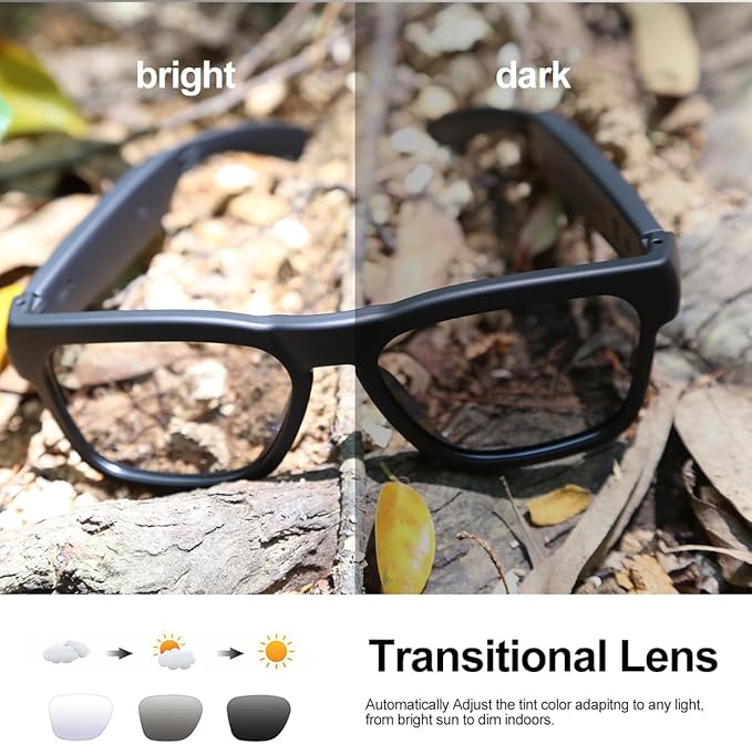 OhO Smart Glasses,Safety Glasses with Bluetooth Speaker,Indoor/Outdoor UV Protection and Voice Control,Unisex(Blue Light Lens)