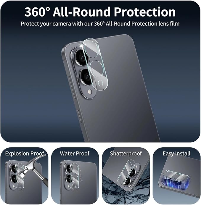 Privacy Screen & Camera Lens Protector for Samsung Galaxy S25 Edge, Anti-Spy Tempered Glass, Private Black Protection, 9H Hardness Anti-Scratch 2.5D Curved Edges Case-Friendly, 3 Pack Each