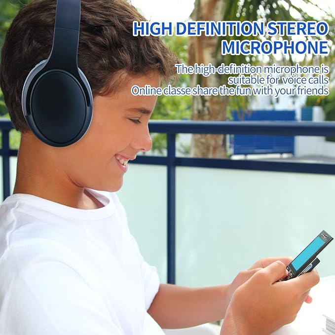 Kids Wireless Headphones, Bluetooth Toddler Headphones,Over Ear Isolation Headphone Foldable with Built-in Mic for Cell Phones TV Tablet School Network Boys Girls (e6 Blue)