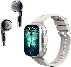 Zopsc Smart Watch with Earbuds, 2.01 Inch HD Touch Screen 2 in 1 Smartwatch for iOS for Android, Sport Fitness Tracker Watch with Bluetooth Earbuds for Men Women (Silver)
