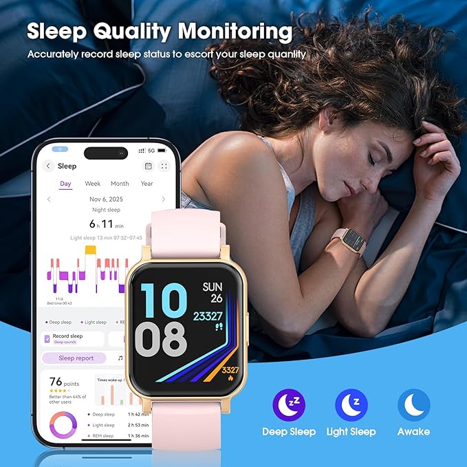Fitness Tracker, Fitness Watch with Blood Oxygen, Heart Rate Monitor, Steps Calories Counter, Sleep Monitor, Pedometer IP68 Waterproof, Smart Watch for Android iPhones
