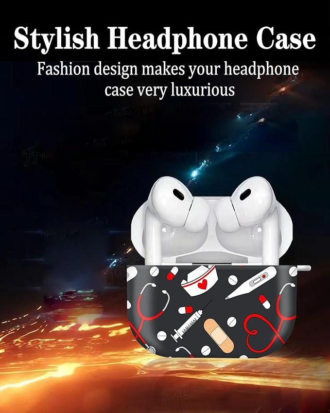 Cute Hard Case Compatible with AirPods Pro 2nd/1st Generation, Protective Cover with Golden Keychain, Fits 2023/2022/2019 Models, for Women, Girls, and Men(Cute Nurse Doctor)