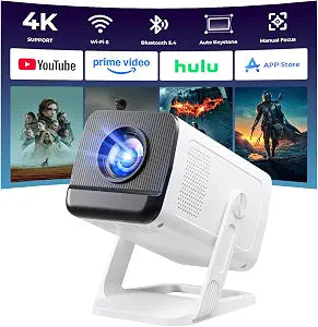 Mini Projector with WiFi and Bluetooth, Portable Proyector 4K 1080P Support