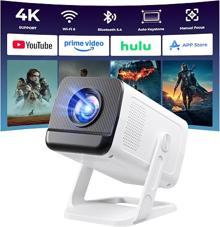 Mini Projector with WiFi and Bluetooth, Portable Proyector 4K 1080P Support
