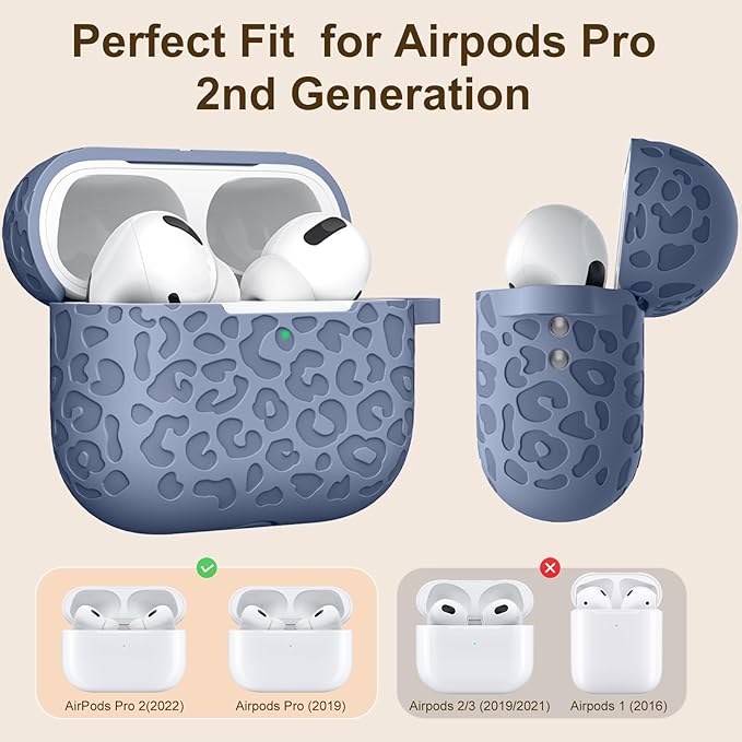 Fashion Engraving Leopard Case Compatible for Airpods Pro 2 Case Cover 2022/Airpod Pro Case Cover,Soft Silicone for Airpods Pro 2nd Generation Case,Front LED Visible
