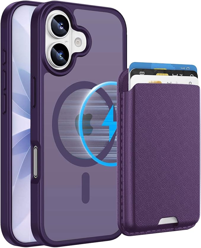 Magnetic for iPhone 17 Case with Detachable Wallet, Compatible with MagSafe, Credit Card Holder with Slim Shockproof Protective Phone Cover, Purple