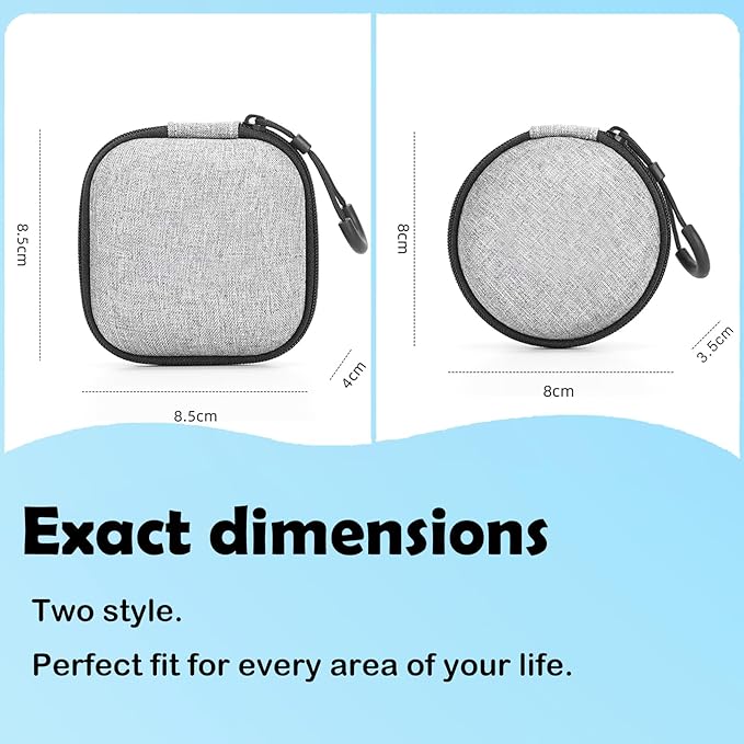 Earbud Case, Mini Portable Earbuds Organizer with Finger Strap Hard EVA Shockproof Carrying Case for Wireless & Wired Earphones, Headphones, USB Cable & SD Card - 2 Pcs Gray