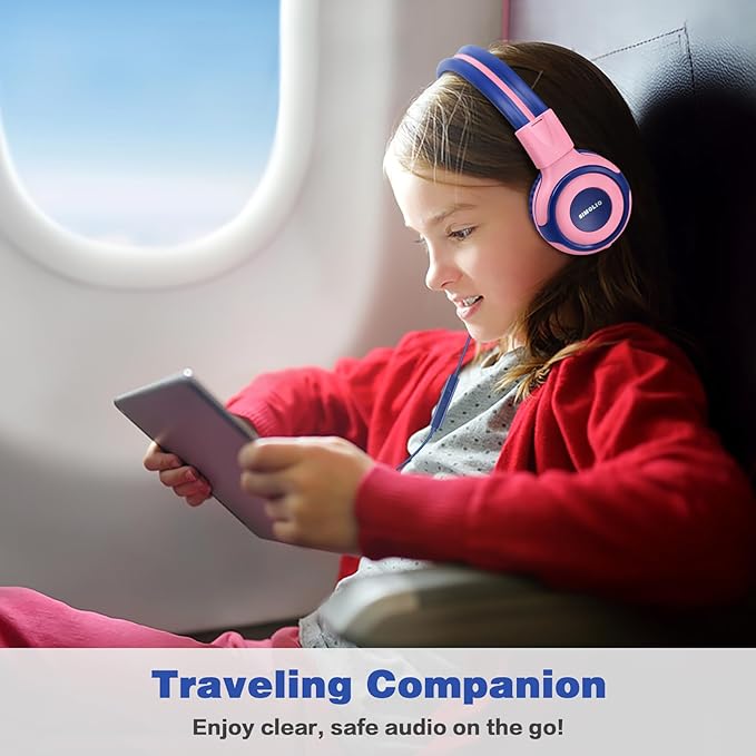 SIMOLIO 2 Pack Headphones for Kids with Share Port & Mic, 75dB/85dB/94dB Safe Volume Limit, Wired School Headphones for Girls Boys Children Tablet Laptop Travel (Mint,Pink)