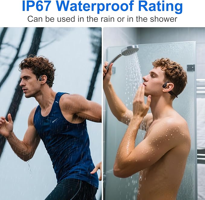 Bone Conduction Headphones, Bluetooth 6.0 Open Ear Headphones with HD Mic, 10Hrs Playtime Wireless Sports Earphones, IP67 Waterproof Headset for Running, Cycling, Hiking, Driving