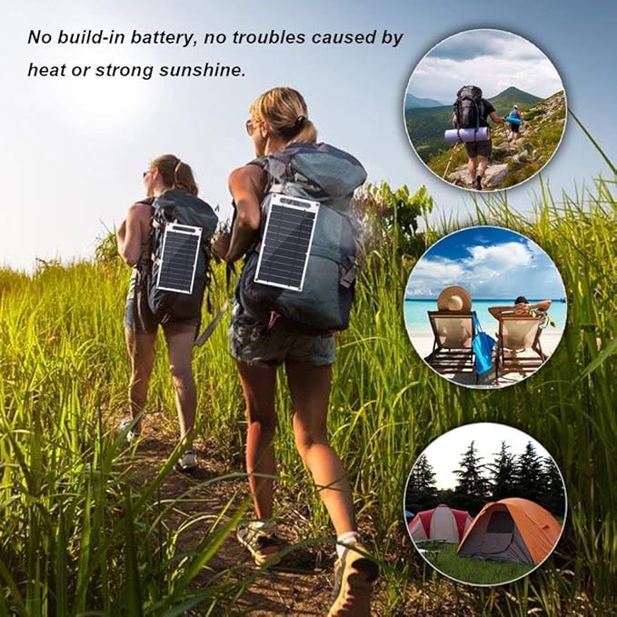 Lixada Solar Panel 7.8 W Ultra Thin Monocrystalline Silicon Solar Panel Charger USB Port for Mobile Phone