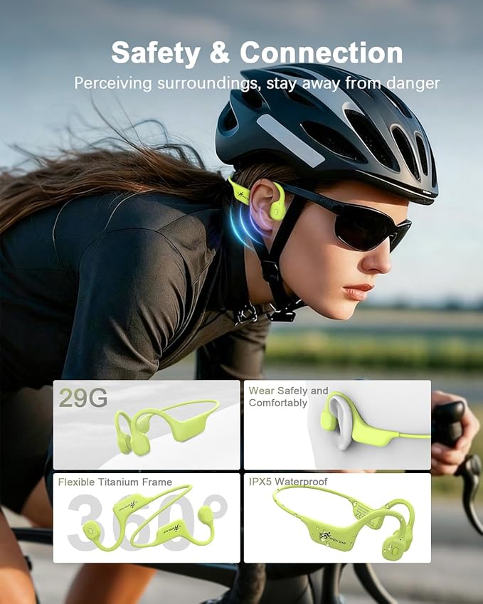 SANOTO Bone Conduction Headphones Wireless Open Ear Headphones, Lightweight Bone Conduction Earbuds IPX5 Waterproof Sport Bluetooth Earphones for Running Cycling Workout