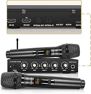 Sound Town Wireless Microphone Karaoke Mixer System with HD Audio Return Channel, Optical (Toslink), AUX, Supports Smart TV, Media Box, PC, Bluetooth, Soundbar, Receiver (SWM16-MAX) - Image 1