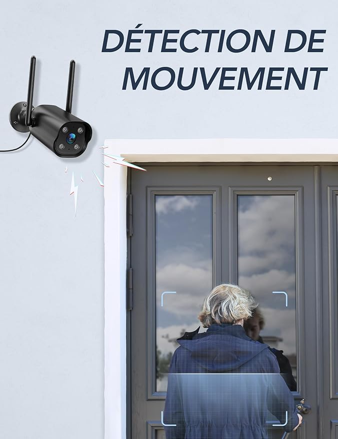 GNCC Security Camera Outdoor, 2K Cameras for Home Security, Color Night Vision, Motion Detection, 2-Way Audio, 24/7 Recording, Cloud & SD Card Storage, IP65 Waterproof, 2.4GHz WiFi (Black-1P)