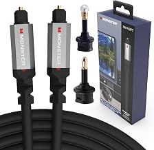 Monster Gen2 Essentials Digital Optical Audio Cable (Toslink, SPDIF), Fiber Optic Cable for TV, Soundbar & Home Theater System, Gold-Plated Connectors, 9.8 ft