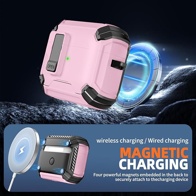 Inesore Compatible with AirPods Pro 2nd/1st Generation Case Cover with Phone Stand & Cleaning Kit,Compatible with Magsafe,Magnetic Automatic Lock for iPod Pro Charging Case(USB-C/Lightning Cable)