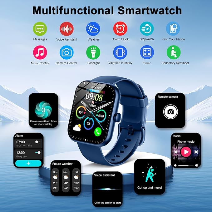 Smart Watch (Answer/Make Call), 1.96" HD Smartwatch for Women, 2025 Fitness Watch with 112+ Sport Mode/Pedometer/Calories/Sleep/Heart Rate Monitor, IP68 Waterproof Fitness Tracker for Android iOS