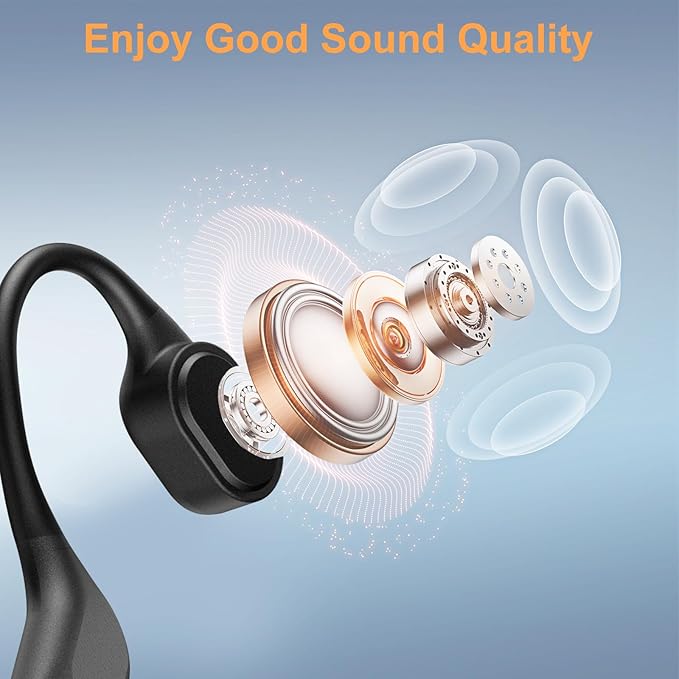 IP68 Waterproof Swimming Headphones, Bone Conduction Liquid Silicone Bluetooth Headphones, Built-in 32GB MP3 Player, Soft and Lightweight Open-Ear Design for Swimming/Marathons/Showers/Cycling (Black