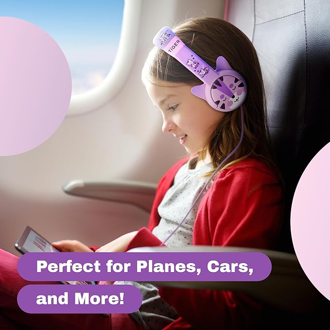 Kidrox Wired Toddler Headphones for 1-7 Years Old — 85dB Volume Limited Baby Headphones for Plane and Car Travel — Children Headset for Airplane, iPad and Tablet, Kids Headphone with Cord for Children