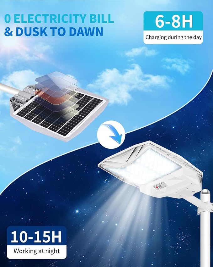 Solar Street Lights Outdoor 700000LM, Bright LED Street Lights with Motion Sensor and Remote, Dusk to Dawn Waterproof Security Lights for Yard, Driveway, Parking Lot