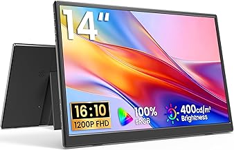 Yxk Portable Monitor 14 Inch 1200P 60Hz IPS HDR Ultra-Slim Travel Monitor with Dual Speakers USB-C HDMI Second Screen for Laptop PC Mac Phone Xbox PS4/5 Switch, VESA Kickstand, Zero Frame Gaming - Image 1