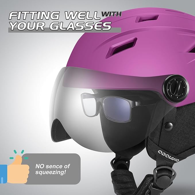 Odoland Ski Helmet with 2-in-1 Visor Goggles, Light Weight Snowboard Helmet for Men Women, Snow Sport Helmets for Skiing, Skating, Snowboarding
