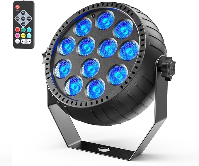 Rechargeable Stage Lights, 2200mAh Battery Powered LED Par Lights with Remote & Sound Activated, 12 RGB Portable Uplights for Events Wedding Party Club Concert Indoor 1Pack