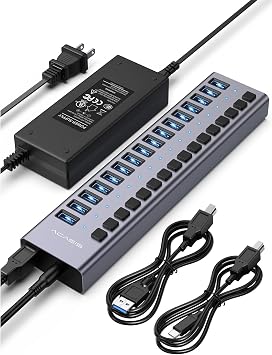ACASIS Powered 16 Ports USB 3.2 Hub, 10Gbps Data Transfer, 96W Adapter
