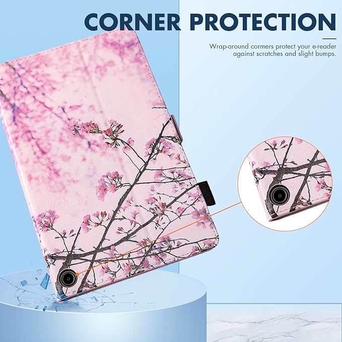 Dteck for Amazon Fire Max 11 Tablet Case 11" (13th Generation) 2023, PU Leather Shell TPU Back Cover Folio Slim Case with Auto Sleep Wake, Adjustable Viewing Angles, Cute, Pink Cherry
