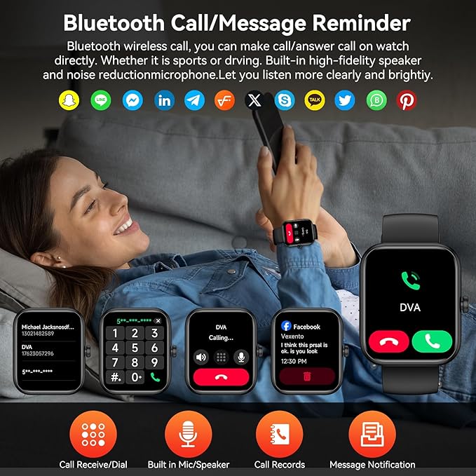 Smart Watch, Alexa Built-in Voice Assistant, 1.83" HD Touchscreen (Answer/Make Call), IP68 Waterproof, 120+ Sport Modes for Fitness Tracker, 24/7 Heart Rate & Sleep Monitor for iPhone Android iOS