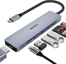BENFEI USB C HUB 7-in-1 with HDMI(4K@60Hz,Certified), 100W Power Delivery, 3*USB 3.0, SD/TF Card Reader(160MB/s) Compatible with iPhone 15 Pro/Max, MacBook, iPad Pro, iMac, S23, XPS17