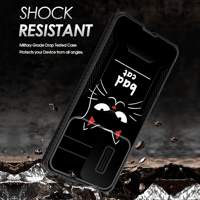 for Galaxy S25 Edge Case Built in Slide Camera Lens Cover,Heavy Duty Shockproof Protection Dual Layer Case for Samsung Galaxy S25 Edge 2025,Funny Cat