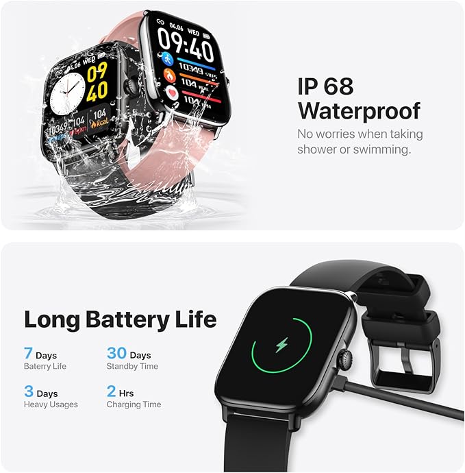 Smart Watch for Men Women (Answer/Make Calls/AI Voice Control) 1.91" for Android Phones iPhone Samsung Compatible IP68 Waterproof/Heart Rate/Sleep Tracker/116 Sport Modes.