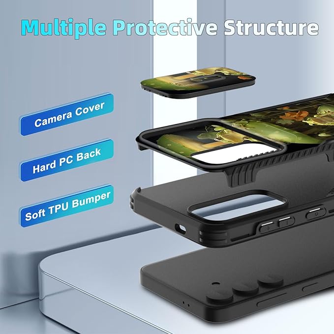 for Galaxy S25 FE Case Built in Slide Camera Lens Cover,Heavy Duty Shockproof Protection Dual Layer Case for Samsung Galaxy S25 FE 6.7" 2025,Cute Frog Mushroom