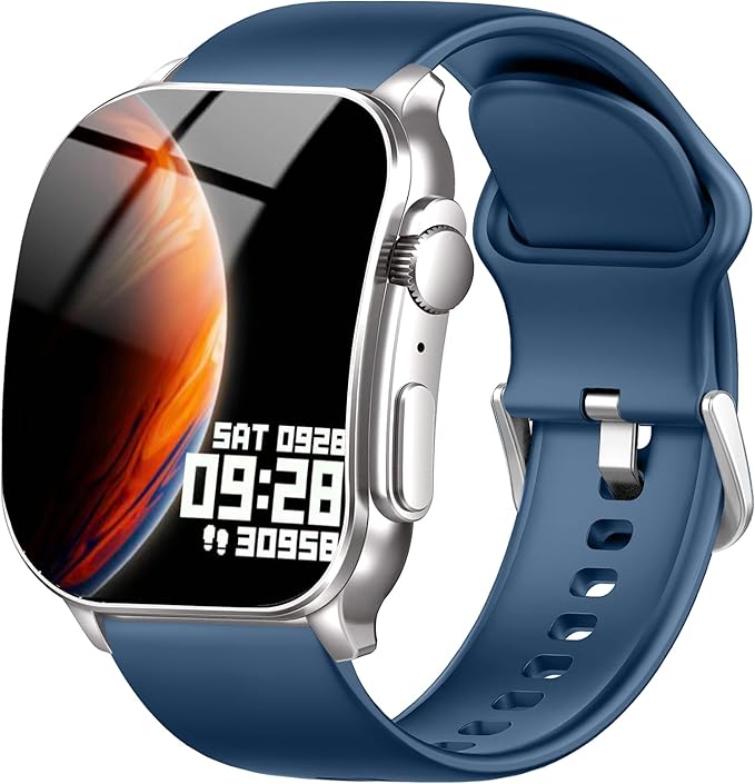Smart Watch for Men/Women, 2.01" AMOLED Curved Display Fitness Tracker with Answer/Make Calls, 100+ Sport Modes, 24/7 Heart Rate/Sleep Monitor/Pedometer, IP68 Waterproof Watch, for Android iOS Blue