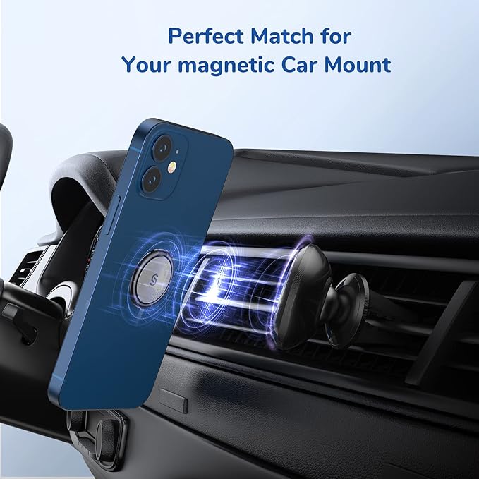 Syncwire Cell Phone Ring Holder Stand, 360 Degree Rotation Finger Ring Kickstand Polished Metal Phone Grip for Magnetic Car Mount