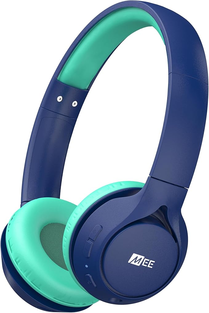 MEE Audio KidJamz KJ45BT Children's Safe Listening Bluetooth Wireless Headphones with Volume Limiter & Microphone, Adjustable On-Ear Kids Headset for Online Learning/School/Travel/Tablet (Blue/Teal)