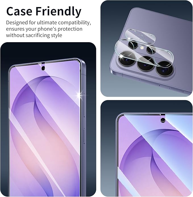 3+3+1-Pack, Screen Protector and Camera Lens Protector for Samsung Galaxy S26 Ultra with Installation Alignment Aid, Tempered Glass Film, Impact-Protection, HD, Anti-Scratch, 9H Hardness