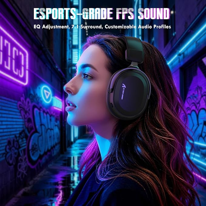 ATTACK SHARK L30Pro Wireless Gaming Headset with 2.4Ghz/BT/Wired, Long Battery Life with Detachable Microphone 7.1 Surround Sound Ultra-Low Latency for PC/PS5/Xbox/Switch/Mobile Black