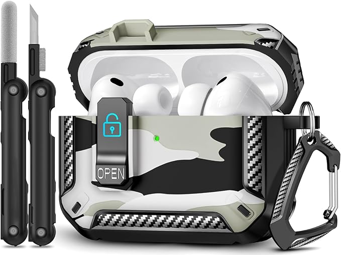 for AirPods Pro 3 Case (2025 New), Secure Lock Cases Cover with Cleaning Kit & Keychain Compatible with Airpods Pro 3rd Generation Case for Men Women, Powerful Drop Protection